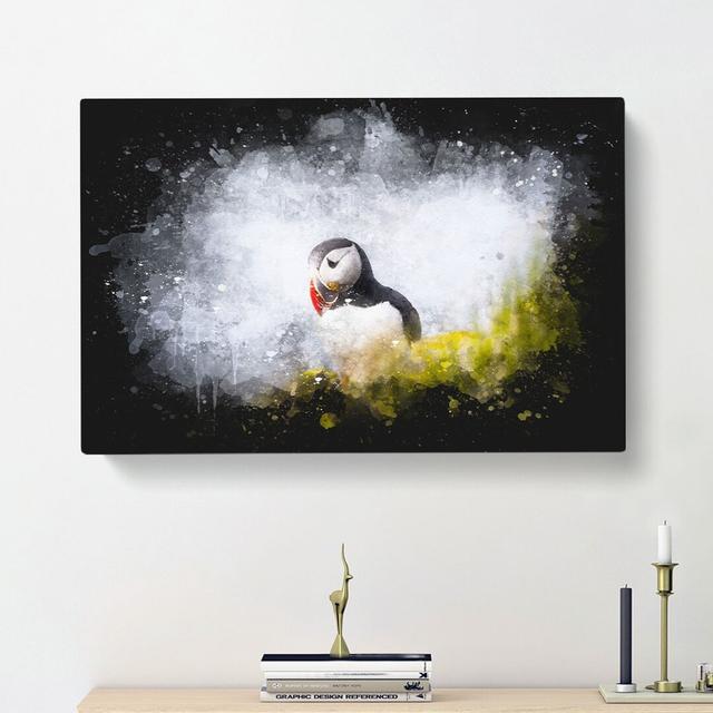 Lone Atlantic Puffin - Wrapped Canvas Graphic Art Print East Urban Home Size: 35cm H x 50cm W x 3cm D on Productcaster.