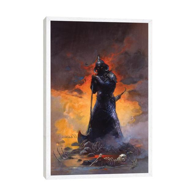 Death Dealer III by Frank Frazetta - Painting Print on Canvas Happy Larry Frame Option: White Framed, Size: 66.04cm H x 45.72cm W x 3.81cm D on Productcaster.