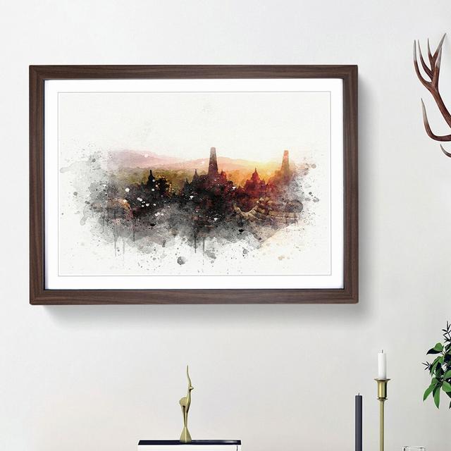 Borobudur in Indonesia in Abstract - Picture Frame Graphic Art Print East Urban Home Frame Option: Walnut Framed, Size: 36cm H x 48cm W x 2cm D on Productcaster.