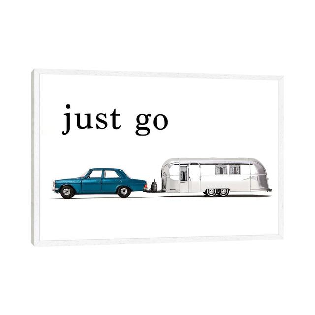 Airstream Car - Just Go - Photograph Print on Canvas Williston Forge Size: 66.04cm H x 101.6cm W x 3.81cm D, Format: White Framed on Productcaster.