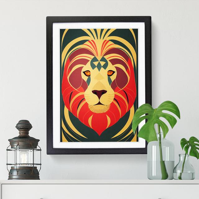 Lion Art Deco Vol.5 - Picture Frame Graphic Art Big Box Art Size: 46cm H x 34cm W x 2cm D, Frame Colour: Black on Productcaster.