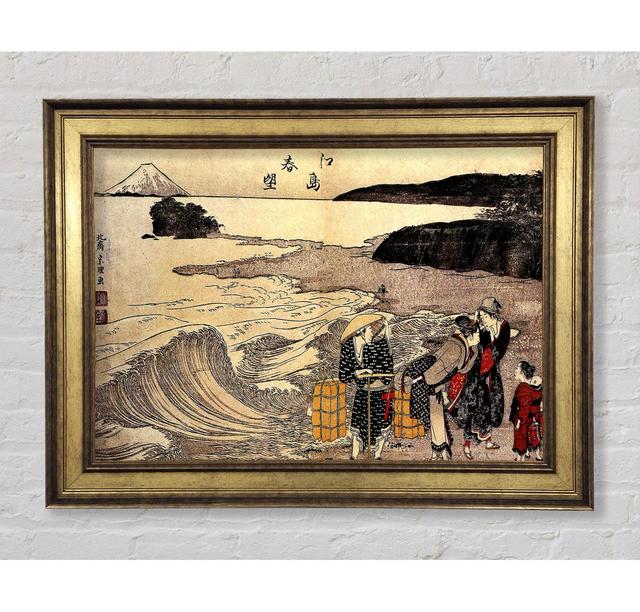 Hokusai Women On The Beach Of Enoshima Framed Print Highland Dunes Size: 84.1cm H x 118.9cm W on Productcaster.