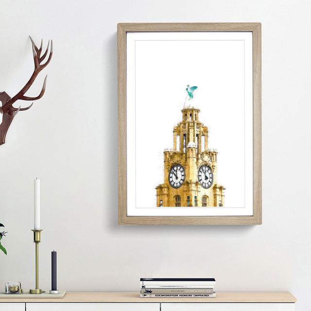 The Liver Building Liverpool - Picture Frame Painting Print East Urban Home Frame Option: Oak Framed, Size: 33cm H x 24cm W x 2cm D on Productcaster.