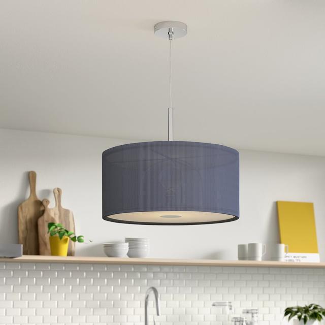 Kiera 3 - Light Drum Pendant Zipcode Design Size: Small, Shade Colour: Grey on Productcaster.