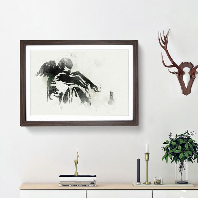 Drunken Angel by Banksy - Picture Frame Graphic Art Print on MDF East Urban Home Frame Option: Walnut Framed, Size: 62cm H x 87cm W x 2cm D on Productcaster.