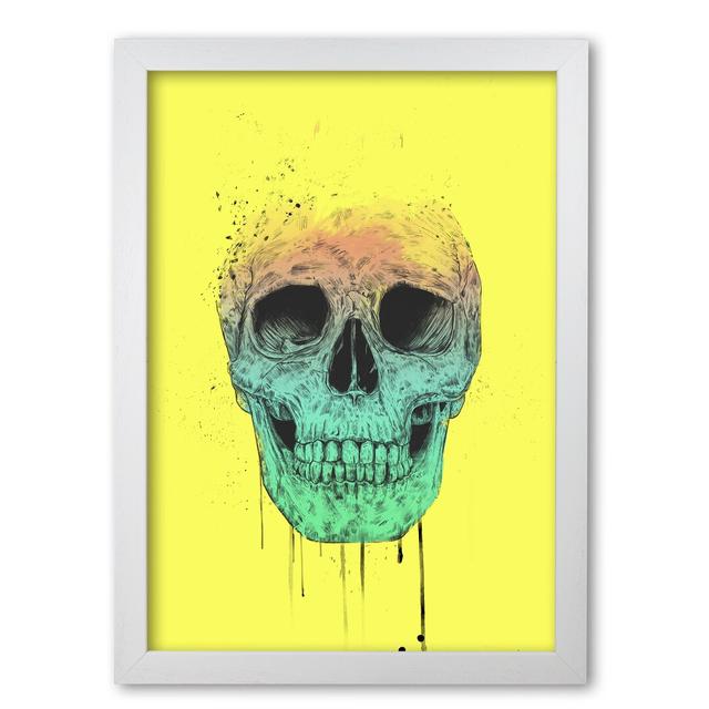 Pop Art Skull by Mercedes Lopes Charro - Print East Urban Home Size: 59.4 cm H x 42 cm W x 5 cm D, Frame Options: White Grain on Productcaster.