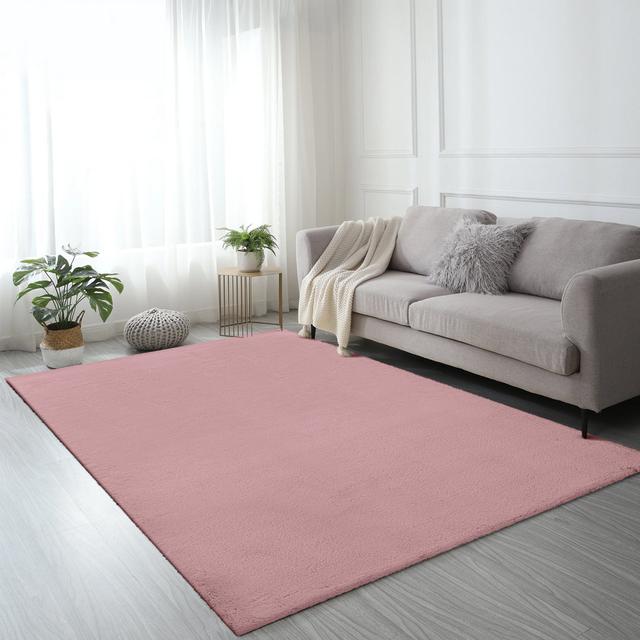 Radhia Solid Colour Machine Woven Hand Knotted Pink Area Rug 17 Stories Rug Size: Rectangle 200cm x 290cm on Productcaster.