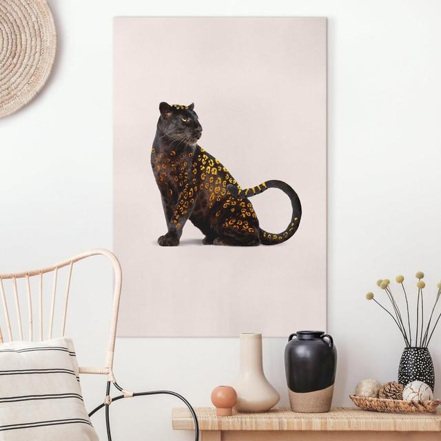 Jonas Loose - Golden Panther - Wrapped Canvas Graphic Art Bloomsbury Market Format: 330g/m² recycled canvas, Colour: White, Size: 60cm H x 40cm W on Productcaster.