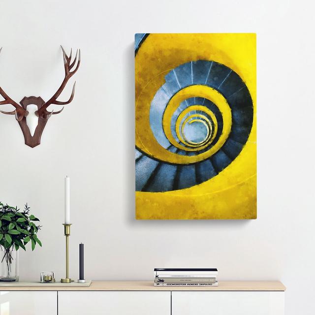 Yellow Spiral Staircase - Wrapped Canvas Painting East Urban Home Size: 50cm H x 35cm W x 3cm D on Productcaster.