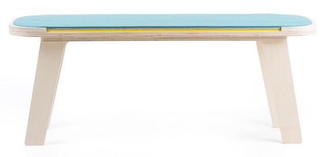 Maxman Wood Dining Bench Ebern Designs Colour: Light Blue / Grey / Yellow on Productcaster.