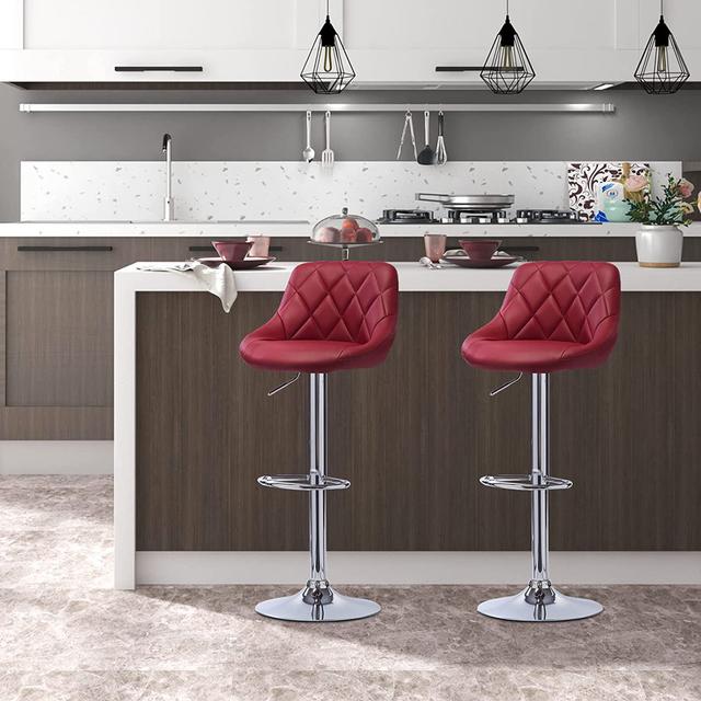 Height-adjustable bar stool (Set of 2) WOLTU Seat Colour: Bordeaux on Productcaster.