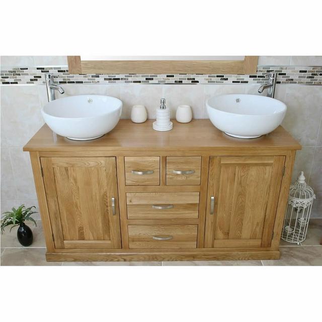 Ellison Solid Oak 143mm Free-Standing Vanity Unit Gracie Oaks on Productcaster.