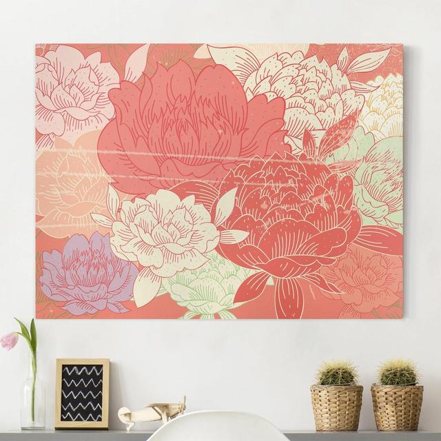 Peonies - Wrapped Canvas Art Prints Rosalind Wheeler Size: 60cm H x 80cm W on Productcaster.