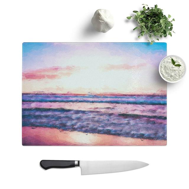 Tempered Glass Beach Chopping Board East Urban Home Size: 39 cm W x 28.5 cm L on Productcaster.