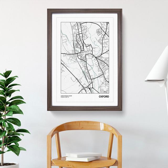 Map Oxford UK - Picture Frame Graphic Art East Urban Home Size: 90cm H x 65cm W x 2cm D, Frame Option: Walnut on Productcaster.