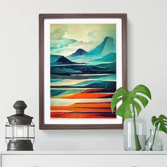 Mountain Landscape Abstract No.3 - Single Picture Frame Print Alpen Home Size: 64cm H x 46cm W x 2cm D, Frame Colour: Walnut on Productcaster.