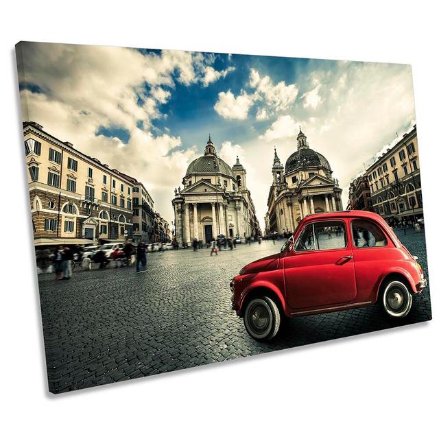 Rome Italy Red Car - Wrapped Canvas Print Canvas Geeks Size: 30.5cm H x 45.7cm W x 2cm D on Productcaster.