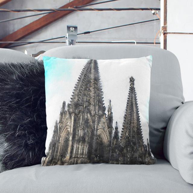 Cologne Cathedral Germany Cushion with Filling East Urban Home Backing Colour: White, Size: 40cm H x 40cm W x 15cm D on Productcaster.