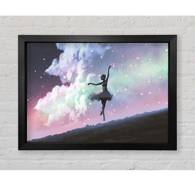 Ballerina In Space - Single Picture Frame Painting on Canvas Mercer41 Format: Black Framed Paper, Size: 84.1cm H x 118.9cm W x 3.4cm D on Productcaster.