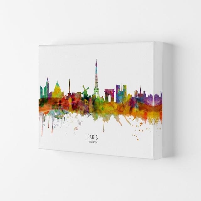 Paris France Skyline by Michael Tompsett - Graphic Art Print Ebern Designs Format: Wrapped Canvas, Size: 42cm H x 59.4cm W x 4cm D on Productcaster.