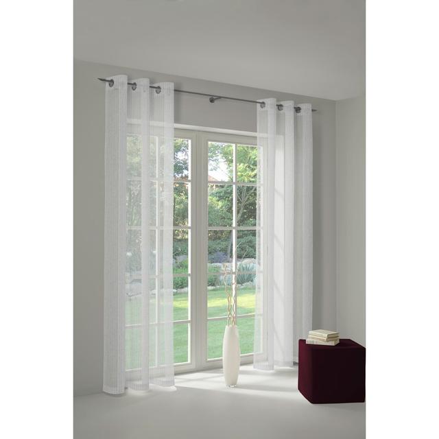 Paulding Polyester Semi Sheer Grommet / Eyelet Curtain Panel August Grove Panel Size: 450 W x 120 D cm, Colour: White on Productcaster.