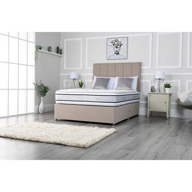 Aspelare Pocket Memory Divan Bed Set Fairmont Park Size: Super King (6'), Colour: Slate Grey Linen, Storage Type: 2 Drawers on Productcaster.