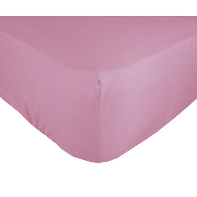 180 Thread Count Cotton Blend Percale Fitted Sheet Symple Stuff Colour: Pink, Size: Single (3') on Productcaster.