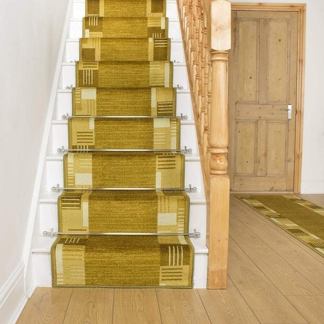 Stair Runner Alpena Machine Woven Green Area Rug Rosalind Wheeler Rug Size: Runner 750cm x 100cm on Productcaster.