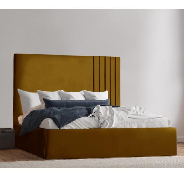 Aadhyan Upholstered Bed Fairmont Park Colour: Turmeric, Size: Small Double (4') on Productcaster.