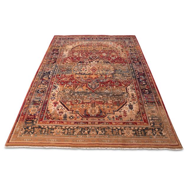 Saharna 7518 Machine Woven Wool Red/Brown/Black Rug Theko Rug Size: Rectangular 300 x 380cm on Productcaster.