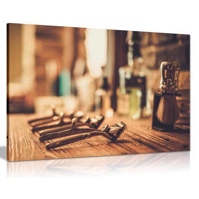 Barber Shop Decor Shaving Accessories Canvas Wall Art Picture Print Panther Print Size: 61cm H x 41cm W on Productcaster.