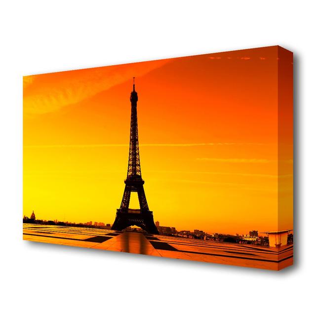 Eiffel Tower Sunset 5 Paris - Wrapped Canvas Photograph Print East Urban Home Size: 81.3 cm H x 121.9 cm W on Productcaster.