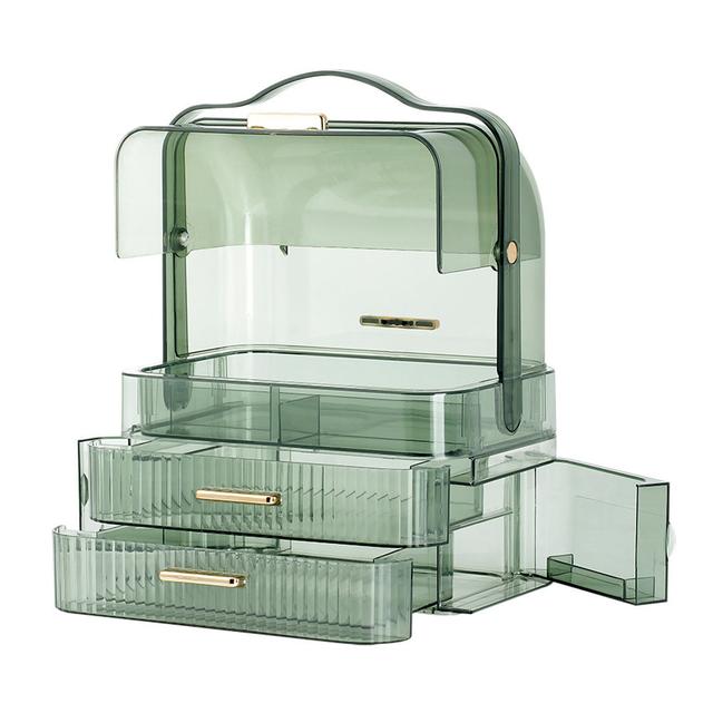 Navasota Plastic 2 Compartment Makeup Organizer Latitude Run Finish: Transparent Green on Productcaster.