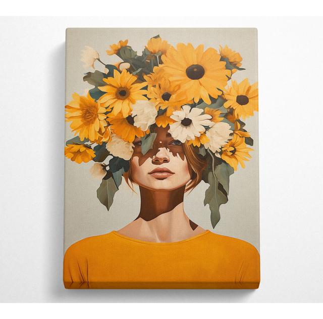 Sunflower Head Woman - Wrapped Canvas Art Prints Bright Star Size: 50.8cm H x 35.6cm W x 10cm D on Productcaster.