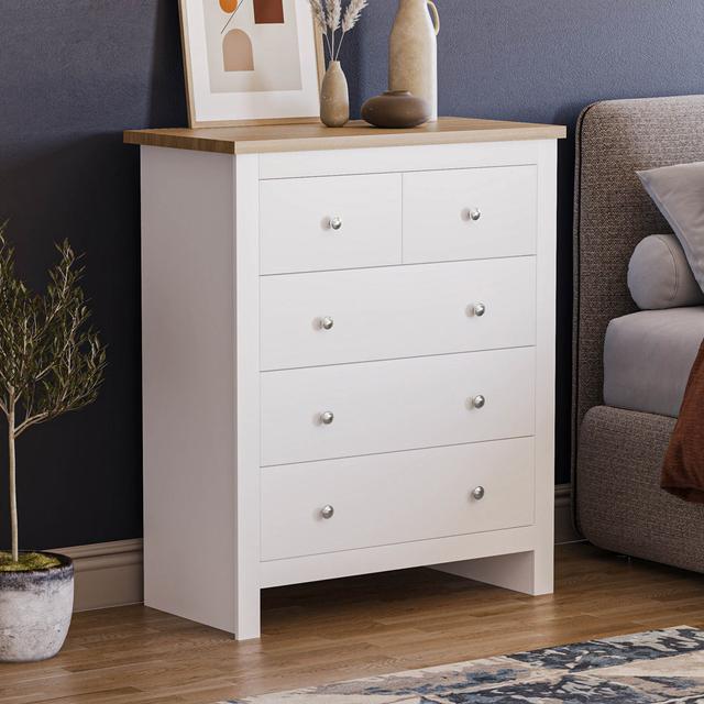 Morley 5 Drawer 79Cm W Chest Of Drawers Fernleaf Colour: White on Productcaster.