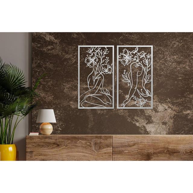 Handmade Traditional Plants & Flowers Wall Decor on Metal Rosalind Wheeler Finish: White, Size: 38cm H x 67cm W x 2cm D on Productcaster.