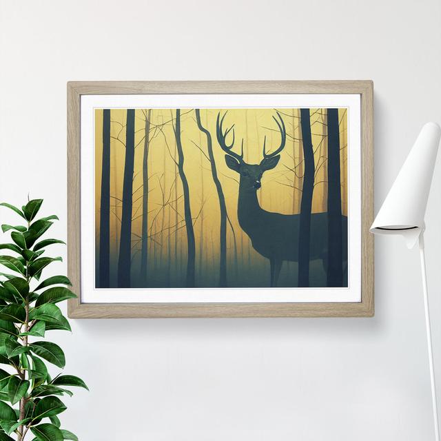 Magical Stag Deer - Single Picture Frame Print Alpen Home Frame Colour: Oak, Size: 25cm H x 34cm W x 2cm D on Productcaster.