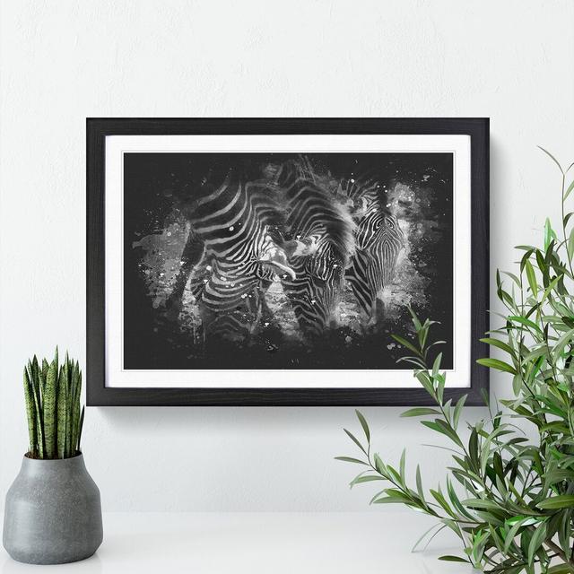 Zebras Vol.2 Paint Splash - Picture Frame Graphic Art East Urban Home Frame Option: Black, Size: 36cm H x 48cm W x 2cm D on Productcaster.