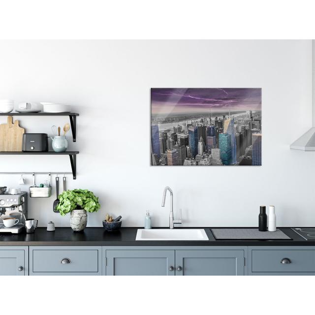 Stormy New York Skyline - No Frame Print on Glass Brayden Studio Size: 60cm H x 80cm W on Productcaster.