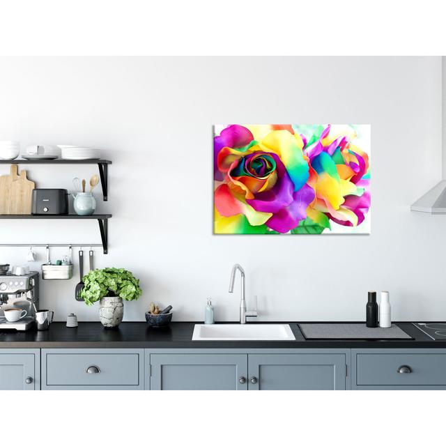 Multi-Coloured Roses - Unframed Photograph on Glass Brayden Studio Size: 60cm H x 80cm W x 0.4cm D on Productcaster.