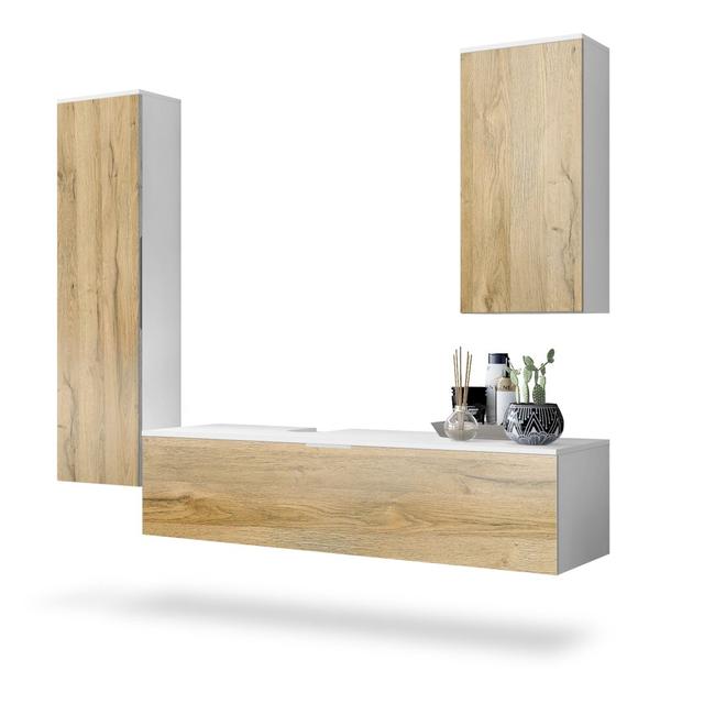 Aariyona 4-Piece Bathroom Furniture Suite Ivy Bronx Finish: Natural Oak, Mirror: Does not feature a mirror on Productcaster.