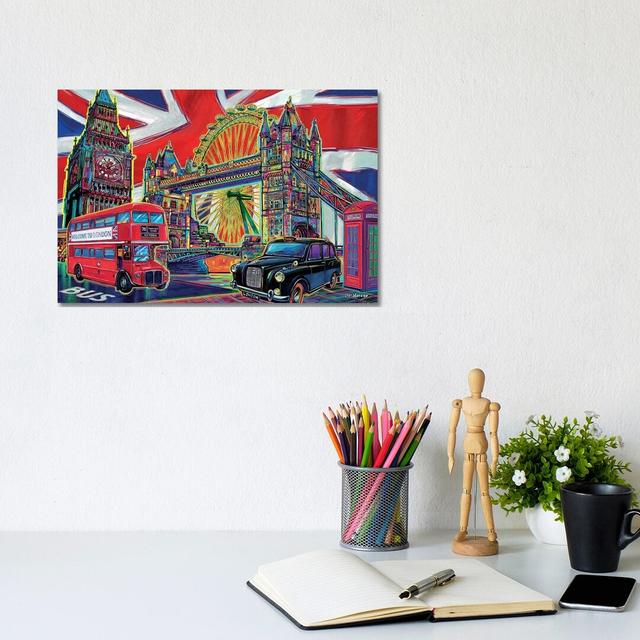 London Pop Art by P.D. Moreno - Graphic Art Print on Canvas Latitude Run Format: Wrapped Canvas, Size: 20.32cm H x 30.48cm W x 1.91cm D on Productcaster.