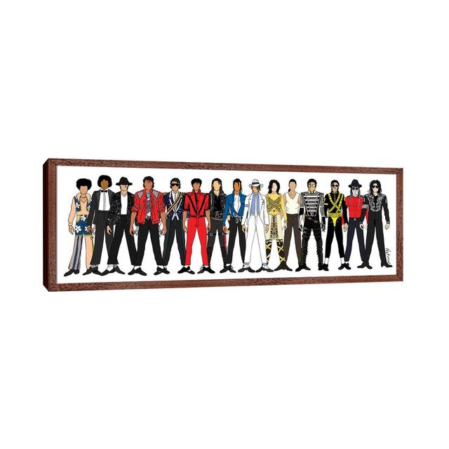 Leinwandbild Michael Jackson Line up von Notsniw Art Ebern Designs Größe: 30,48 cm H x 91,44 cm B x 3,81 cm T, Format: Classic Brown Wood Framed on Productcaster.