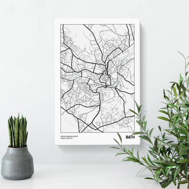 Map Bath UK - Wrapped Canvas Graphic Art East Urban Home Size: 50cm H x 35cm W x 3cm D on Productcaster.