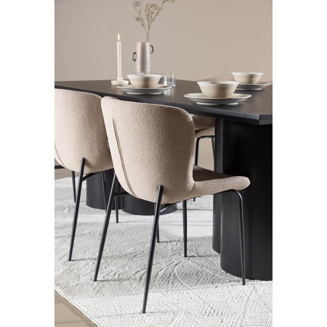 Wentworth 6 - Person Dining Set Isabelline Table Base Colour: Beige, Chair Colour: Beige, Table Top Colour: Black on Productcaster.