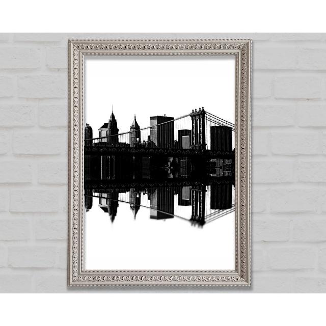 Brooklyn Bridge Reflections B N W - Single Picture Frame Art Prints Bright Star Size: 29.7cm H x 21cm W x 3cm D on Productcaster.