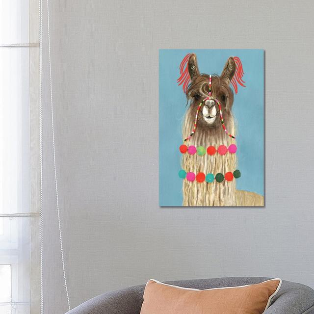 Adorned Llama IV by Victoria Borges - Wrapped Canvas Graphic Art Happy Larry Size: 66.04cm H x 45.72cm W x 3.81cm D on Productcaster.