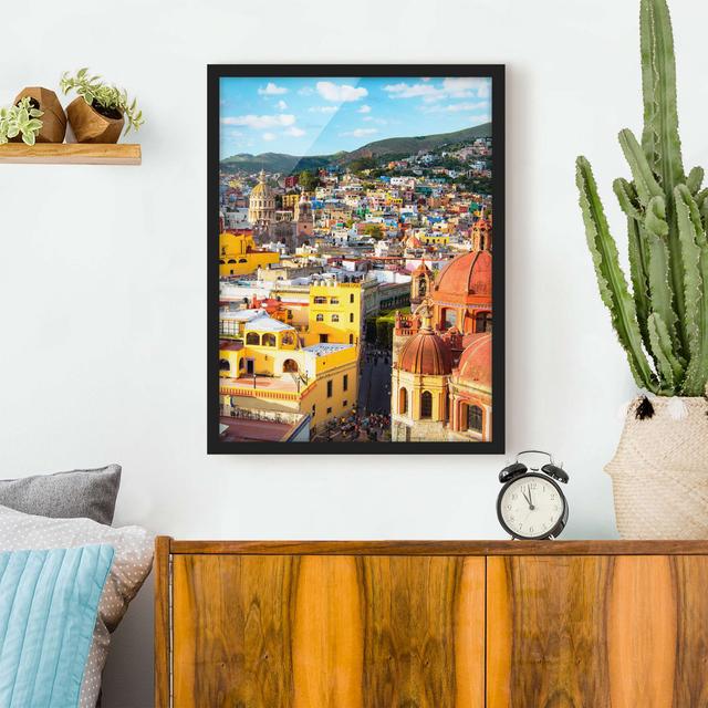 Colorful Houses Guanajuato - Picture Frame Graphic Art Ebern Designs Frame Option: Black Framed, Size: 70cm H x 50cm W x 2cm D on Productcaster.