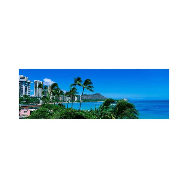 Palm Trees On The Beach, Waikiki Beach, Honolulu, Oahu, Hawaii, USA - Print Highland Dunes Size: 50.8cm H x 152.4cm W x 3.81cm D on Productcaster.