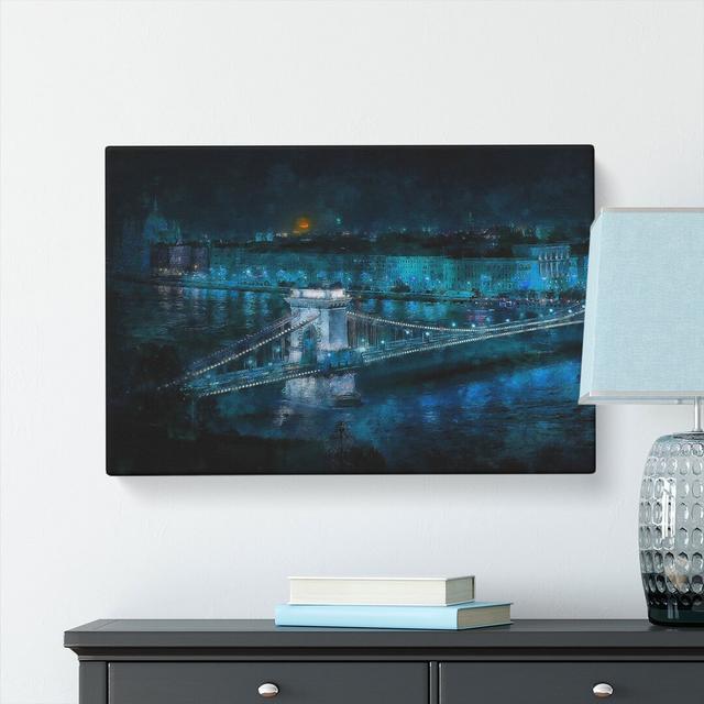 Chain Bridge In Budapest Painting - Wrapped Canvas Painting East Urban Home Size: 50cm H x 76cm W x 3cm D on Productcaster.